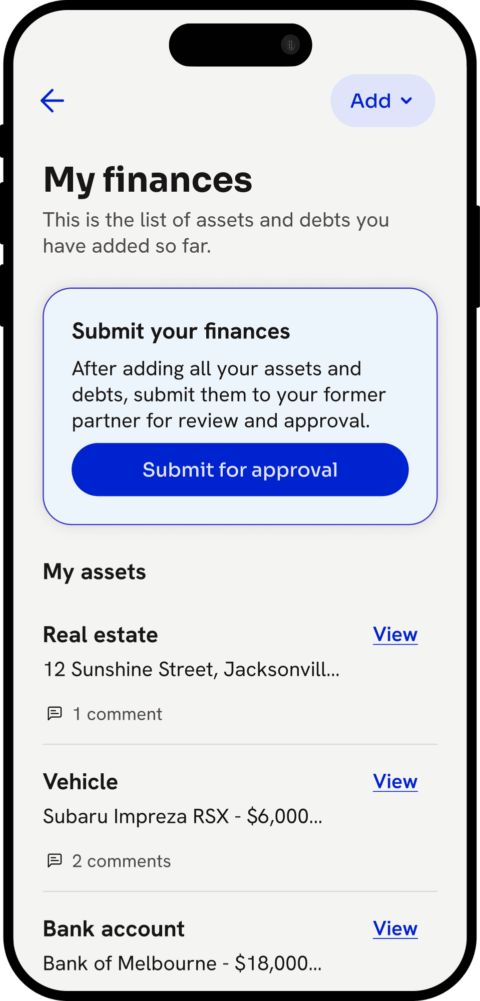 On completing a step, the user can edit it and submit it for review.