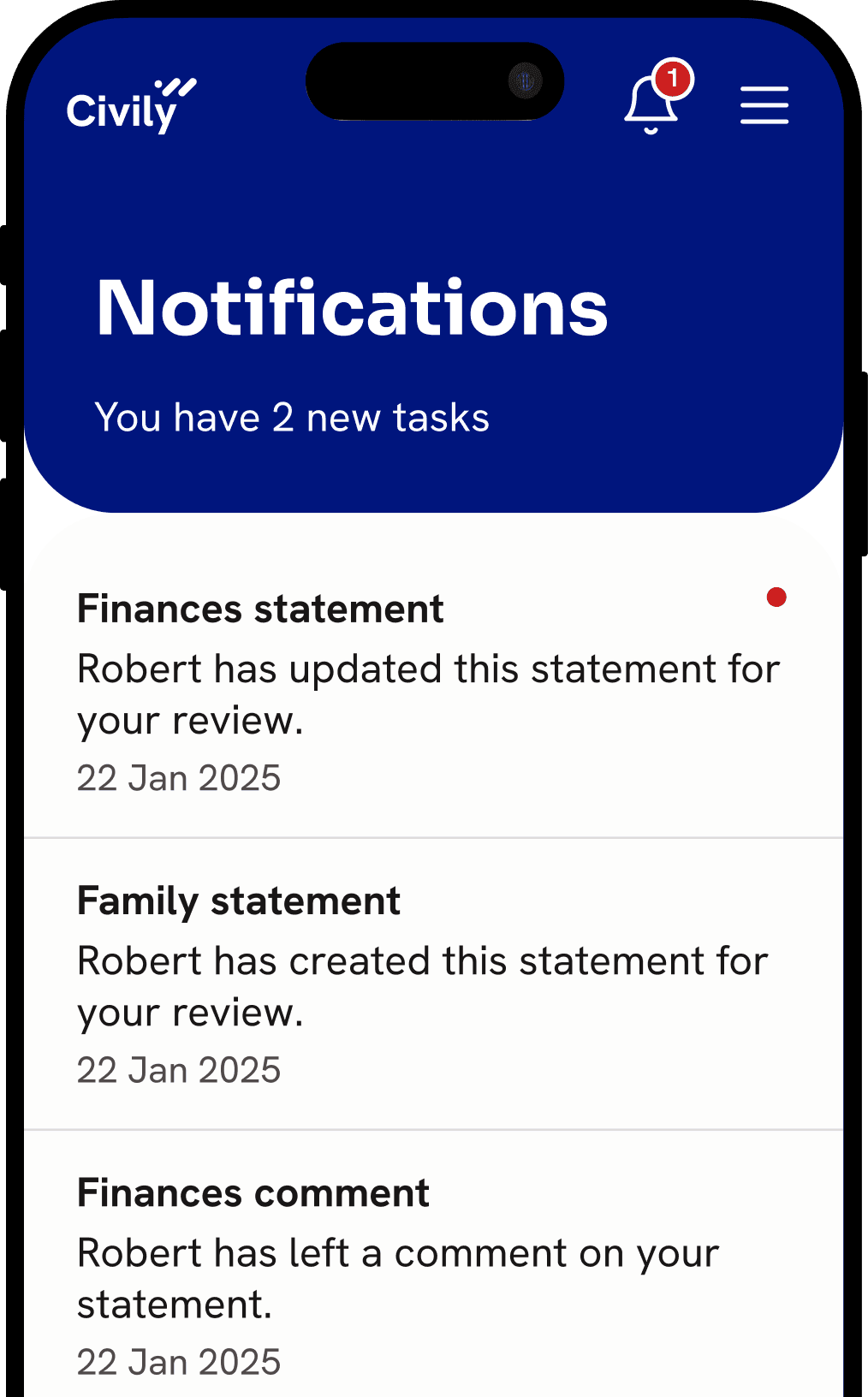 Notifications tell users when something needs their review or attention.